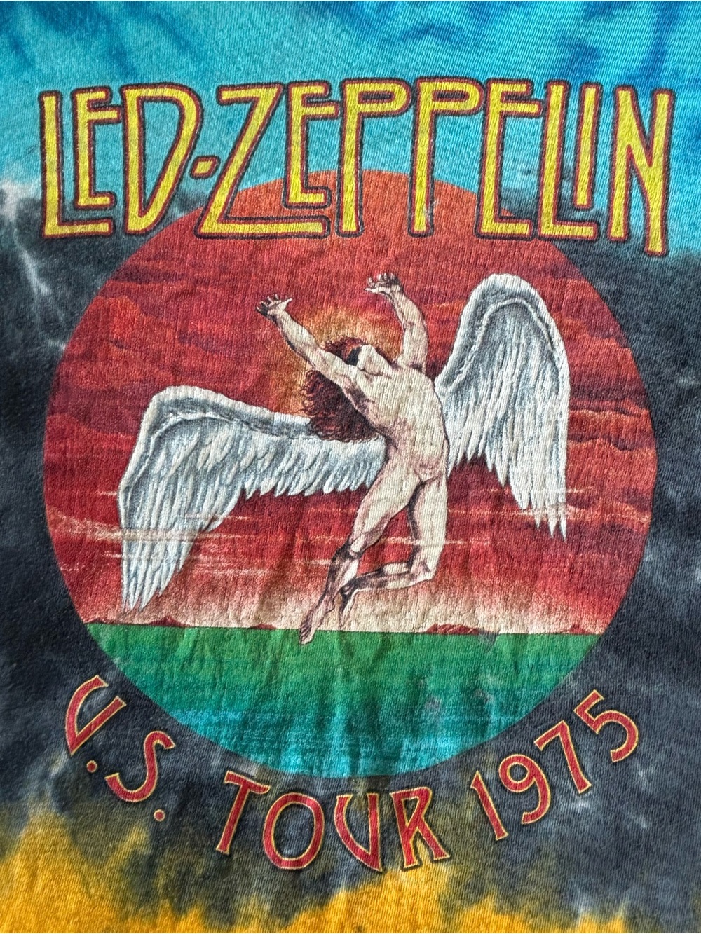 Led Zeppelin 1975 US Tour Tie Dye Graphic Band T-Shirt | Size M - Picture 3 of 7